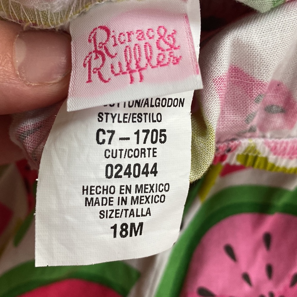 Ric Rac & Ruffles Size 18m Watermelon Romper - Picture 3 of 3
